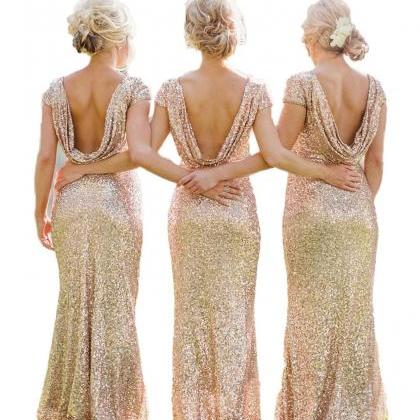 Gold Sequin Bridesmaid Dress,sheath Bridesmaid..