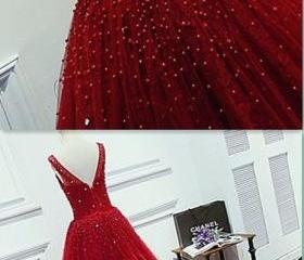 A Line Scoop Beadings Prom Dress LBQ1010