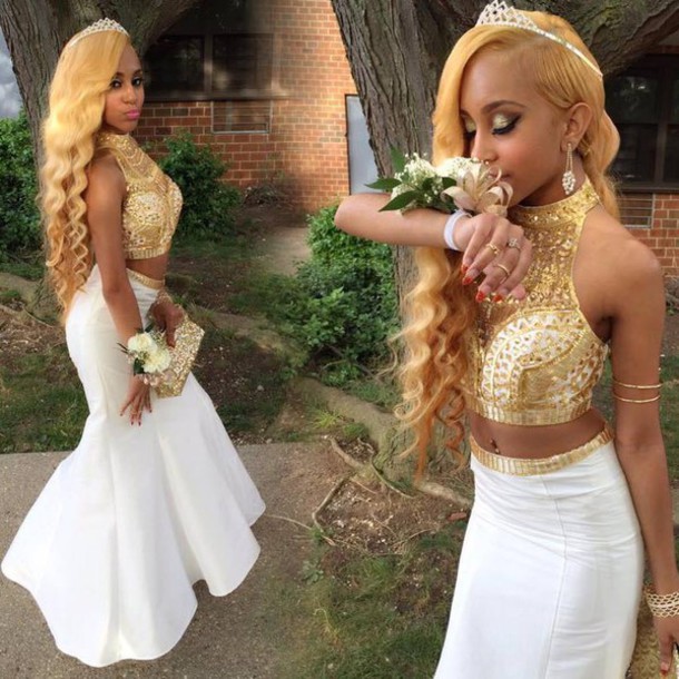 White and gold clearance prom