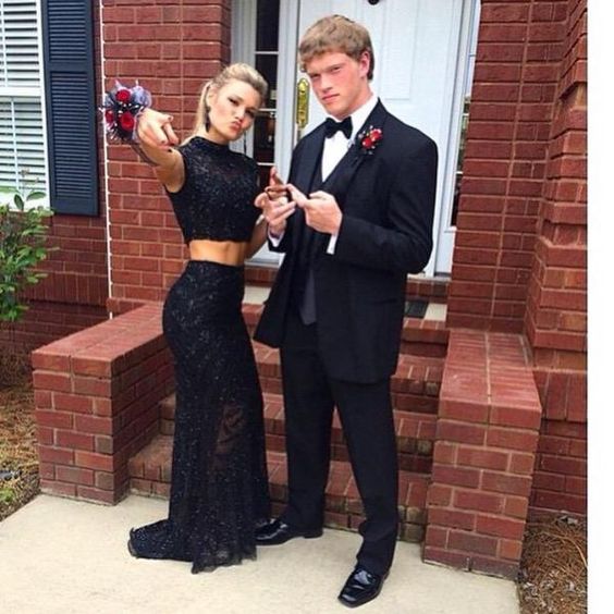 Black prom dress hot sale with black tux